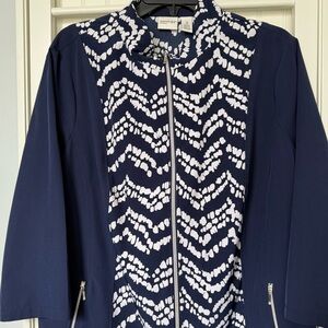 Chico's Zenergy Navy and White Jacket Sz.3